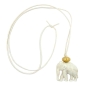 Preview: Kette 35x32x18mm Elefant Kunststoff weiß-grau-marmoriert Kordel beige 90cm