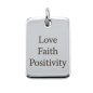 Preview: Anhänger Gravurplatte mit Lasergravur "Love Faith Positivity" rechteckig 28x20 Edelstahl