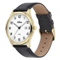 Preview: SELVA Herren Quarz Armbanduhr mit Lederband Zifferblatt weiß, Gehäuse vergoldet Ø 39mm