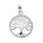Preview: Anhänger 18,8mm Baum des Lebens Rand mit Zirkonias poliert Silber 925