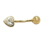 Preview: Bauchnabelpiercing Banana 20x6mm Zirkonia-Herz 14Kt GOLD