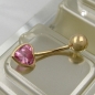 Preview: Bauchnabelpiercing Banana 20x6mm Zirkonia-Herz pink 14Kt GOLD