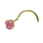 Preview: Nasenstecker 3x3mm Zirkonia pink rosafarben 18Kt GOLD