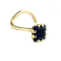 Preview: Nasenstecker 3x3mm Spirale mit Zirkonia safir-blau 18Kt GOLD