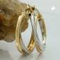 Preview: Creole Ohrring 19x2mm bicolor Gelbgold und Weißgold 9Kt GOLD