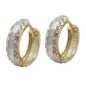 Preview: Creole Ohrring 14x4mm Klappscharnier bicolor diamantiert 9Kt GOLD