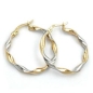 Preview: Creole Ohrring 26x3mm oval bicolor diamantiert geschwungen 9Kt GOLD