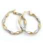 Preview: Creole Ohrring 26x3mm oval bicolor diamantiert geschwungen 9Kt GOLD