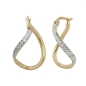 Preview: Creole Ohrring 23x2mm oval bicolor diamantiert geschwungen 9Kt GOLD