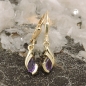 Preview: Ohrbrisur Ohrhänger Ohrringe 25x5mm Tropfen Amethyst 9Kt GOLD