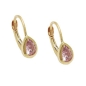 Preview: Ohrbrisur Ohrringe 14x5mm Tropfen Zirkonia pink 9Kt GOLD