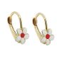 Preview: Ohrbrisur Ohrringe 13x7mm Blume weiß-rot emailliert 9Kt GOLD