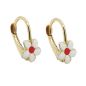 Preview: Ohrbrisur Ohrringe 13x7mm Blume weiß-rot emailliert 9Kt GOLD
