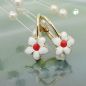 Preview: Ohrbrisur Ohrringe 13x7mm Blume weiß-rot emailliert 9Kt GOLD