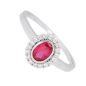 Preview: Ring Zirkonia rot weiss Silber 925 Gr. 52