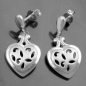 Preview: Ohrstecker Ohrring Ohrhänger 24x12mm Herz matt-glänzend durchbrochen Silber 925
