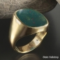 Preview: Siegelring antike Platte Heliotrop 19x17mm 585 Gold