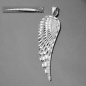 Preview: Anhänger 37x12mm Flügel diamantiert rhodiniert Silber 925