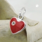 Preview: Anhänger, rotes Herz, Glas, Silber 925
