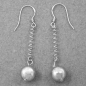 Preview: Ohrhaken 45x8mm mit Kugel und Feder rhodiniert Silber 925