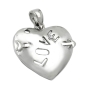 Preview: Anhänger 21x21mm Herz mit Pfeil und Inschrift - LOVE - glänzend rhodiniert Silber 925