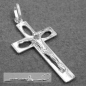 Preview: Anhänger 29x17mm Kreuz mit Jesus durchbrochen glänzend Silber 925