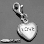 Preview: Anhänger 13x11mm Charm Herz LOVE glänzend rhodiniert Silber 925