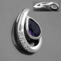 Preview: Anhänger 18x10mm Amethyst mit 4 Zirkonias glänzend Silber 925