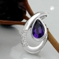 Preview: Anhänger 18x10mm Amethyst mit 4 Zirkonias glänzend Silber 925