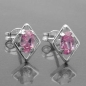 Preview: Ohrstecker Ohrring 8x6mm Rhombus mit Zirkonia pink Silber 925