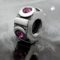 Preview: Anhänger 10x5mm Perle Bead mit 4 Glassteinen pink rhodiniert Silber 925