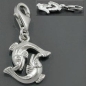 Preview: Anhänger 14x14mm Charm Fische glänzend rhodiniert Silber 925