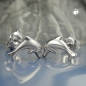 Preview: Ohrstecker Ohrring 10x5mm springender Delfin matt-glänzend rhodiniert Silber 925
