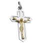 Preview: Anhänger 38x23mm Kreuz Jesus bicolor glänzend Silber 925