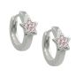 Preview: Creole 12x2mm Klappscharnier Stern mit Zirkonias pink Silber 925