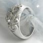 Preview: Ring 11mm floral mit vielen Zirkonias glänzend rhodiniert Silber 925 Ringgröße 62
