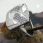 Preview: Ring 16x16mm mit Zirkonias lila-weiß matt-glänzend rhodiniert Silber 925 Ringgröße 58