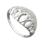 Preview: Ring 13mm mit vielen Zirkonias glänzend rhodiniert Silber 925 Ringgröße 52