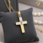 Preview: Anhänger Kreuz bicolor Zirkonia 12x17mm 14Kt 585 GOLD