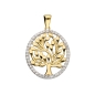 Preview: Anhänger 18mm Lebensbaum Rand oval mit Zirkonias 8Kt 333 GOLD