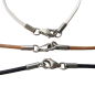 Preview: Lederband 2mm 21 Farben mit Edelstahl Karabiner
