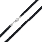 Preview: Lederband geflochten schwarz 2,5-8mm mit 925 Silber Karabiner