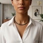 Preview: Lederband geflochten schwarz 2,5-8mm mit 925 Silber Karabiner