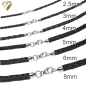 Preview: Lederband geflochten schwarz 2,5-8mm mit 925 Silber Karabiner