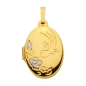 Preview: Medaillon oval Blumen Vogel 12x15mm 8Kt GOLD