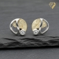 Preview: Ohrstecker bicolor teilgehämmert Zirkonia 14Kt 585 GOLD