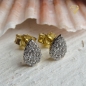 Preview: Ohrstecker bicolor Tropfenform 6,6x4,4mm Zirkonia 8Kt 333 GOLD