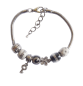 Preview: Armband Beads schwarz weiss Zirkonia Edelstahl 20cm