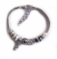 Preview: Armband Beads schwarz weiss Zirkonia Edelstahl 20cm
