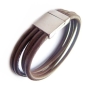 Preview: Design Lederarmband Edelstahlmagnetverschluss 21cm